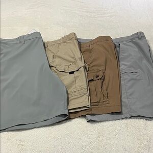 Men's Gray, Tan, and Brown Cargo Shorts